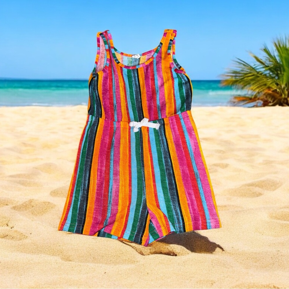 Colorful Striped Sleeveless Romper Girls 6